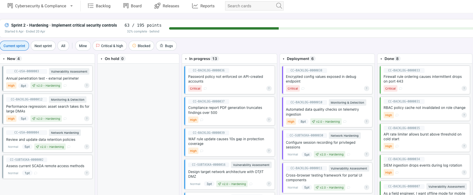DemandFlow screenshot: Agile teams on their boards, visible to the portfolio