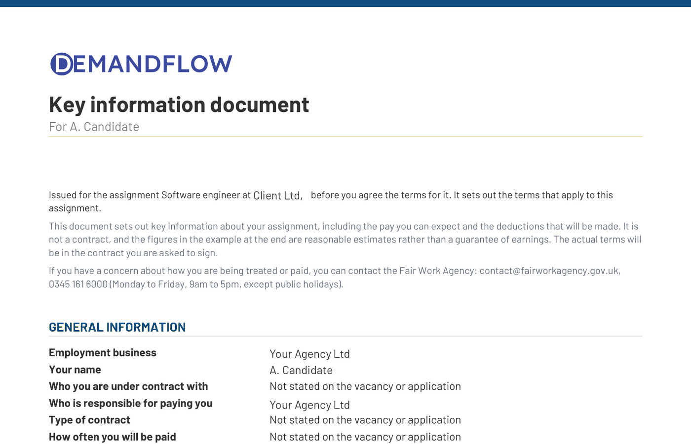 DemandFlow screenshot: The KID issued before terms are agreed, every version kept